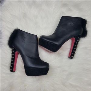 Abbey Dawn Black Spiked Split Ends Platform Bootie